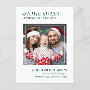 Typografi Jul Flytt Tillkännagivande Foto Helg Vykort