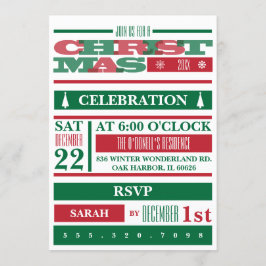 Typografi jul Party Inbjudningar