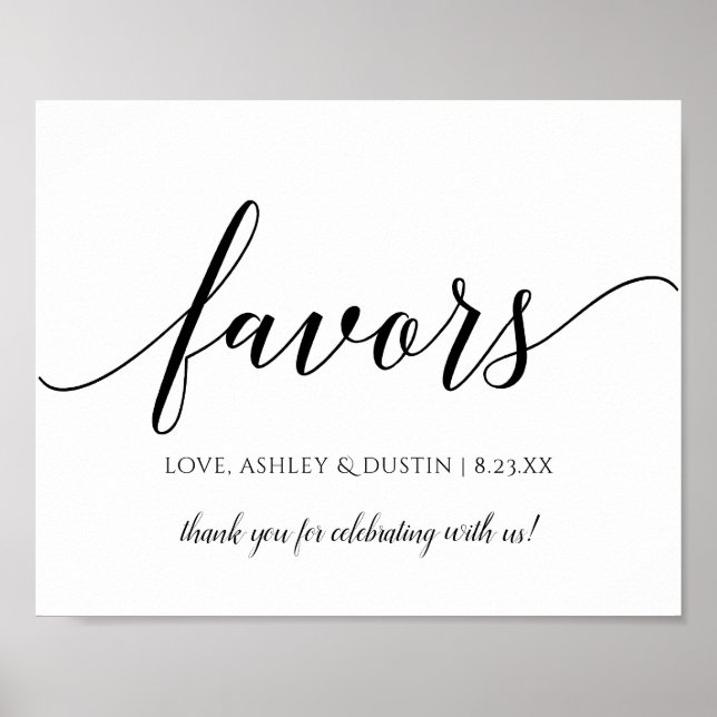 Typografi Kalligrafi Bröllopspresentsskylt | Svart Poster (Framsidan)