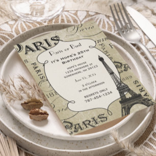 Typografi Kalligrafi Paris Frankrike Eiffeltornet Inbjudningar
