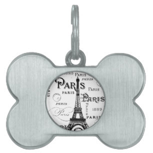 Typografi Kalligrafi Paris Frankrike Eiffeltornet Namnbricka Husdjur