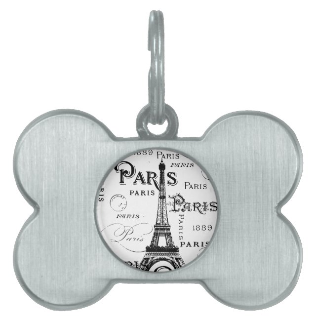 Typografi Kalligrafi Paris Frankrike Eiffeltornet Namnbricka Husdjur (Framsidan)