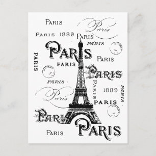Typografi Kalligrafi Paris Frankrike Eiffeltornet Vykort