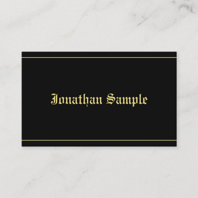 Typografi Klassisk Gammal Font Svart Guld Mall Visitkort (Framsida)
