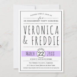 Typografi lavender bröllop förlovningsfest inbjudningar