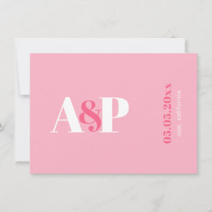 Typografi Levande Rosa Magenta Monogram Bröllop Spara Datumet