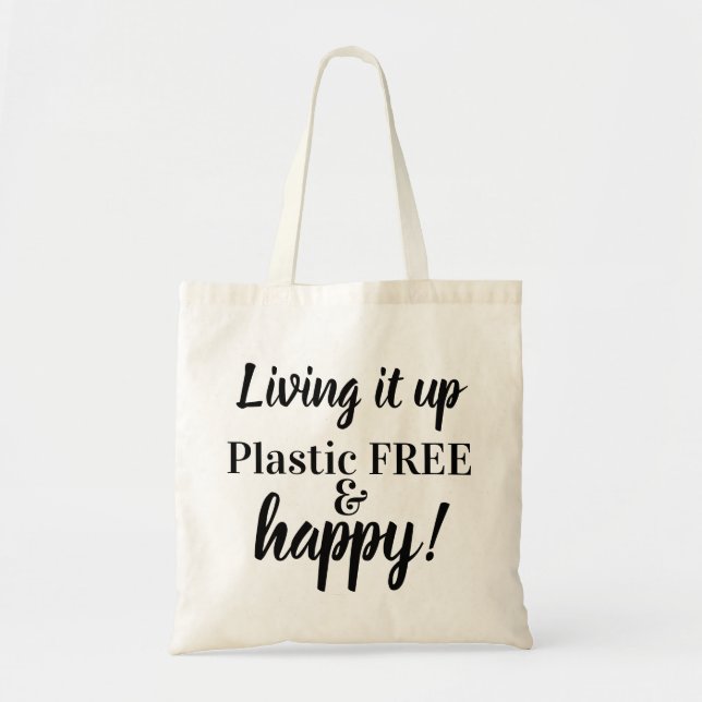 Typografi Lever på helspänn Plastfri och glad! Tygkasse (Framsidan)