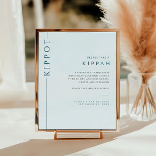 Typografi Light Blue Pub Mitzvah Kippah Sign Poster