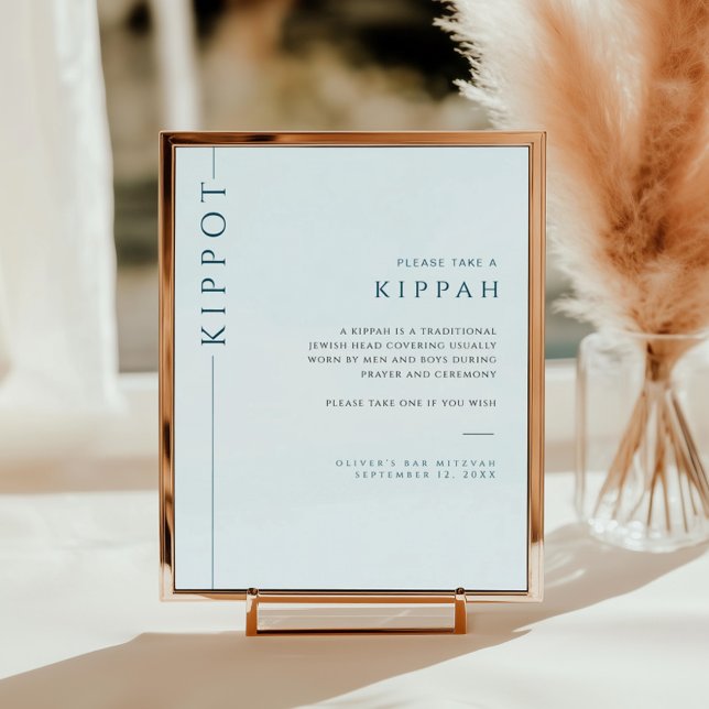 Typografi Light Blue Pub Mitzvah Kippah Sign Poster (Skapare uppladdad)