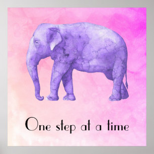 Typografi Lila Watercolor Elephant Poster