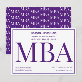 Typografi Lila White MBA Studentfest Inbjudningar