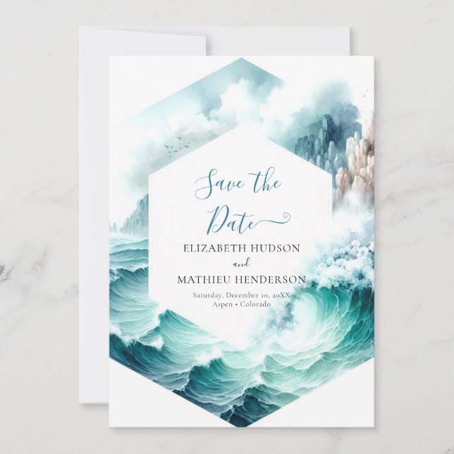 Typografi Loely Nautical Bröllop Spara Datumet (Framsida)