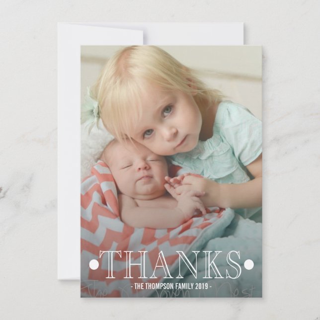Typografi med fotopatkort för Baby Tack Kort (Framsida)