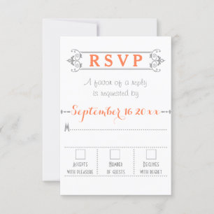 Typografi med vintage ram korall bröllop OSA Kort