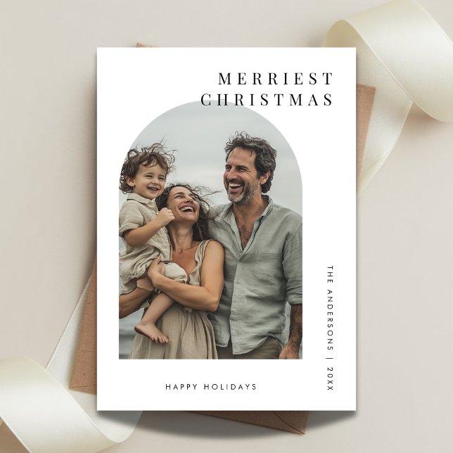 Typografi Merriest jul-familjens Arch-foto Julkort (Skapare uppladdad)