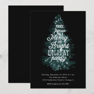 Typografi - merry och Bright-Julfest Inbjudningar