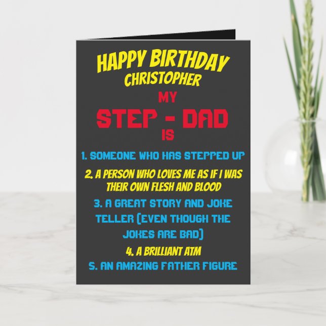 Typografi Min Stepdad är citat från födelsedagen Kort (Framsida)