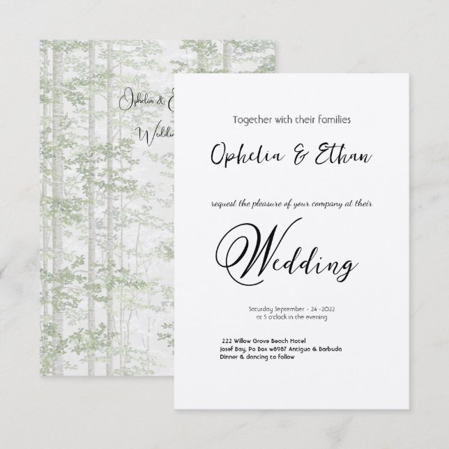 Typografi - minimalistisk bröllopsinbjudan inbjudningar (Fram/baksida)