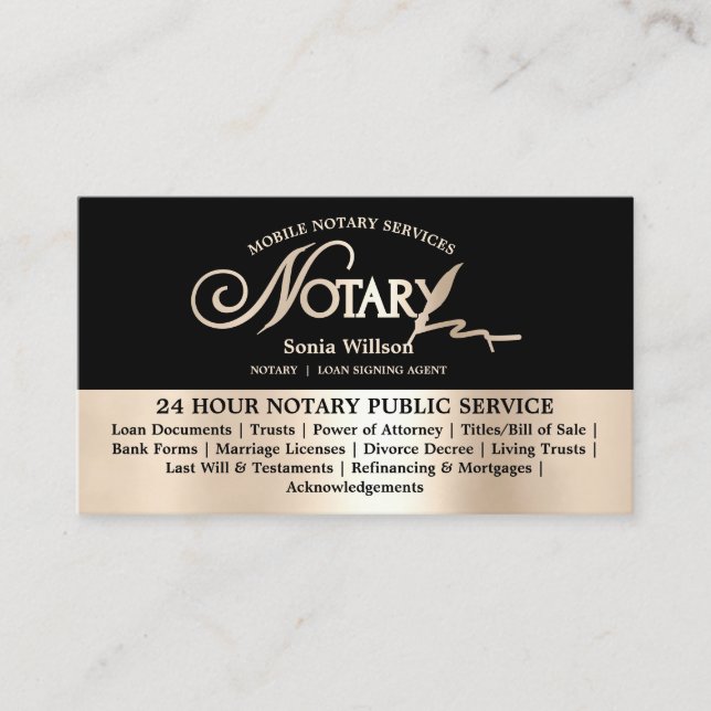 Typografi Mobile Notary & Loan Signing Agent Law Visitkort (Framsida)