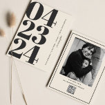 Typografi Modern B&W-nummerfoto Qr-kod Spara Datumet<br><div class="desc">Typografi - enkel konstnärlig foto Qr-kod</div>