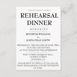 Typografi Modern inbjudan till repetitionsmiddag