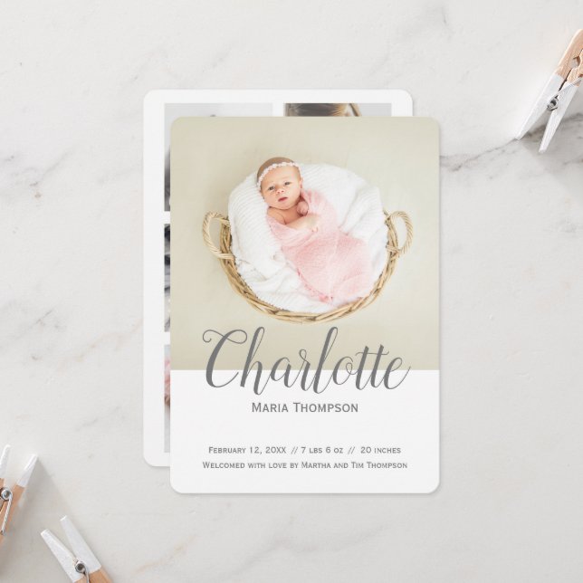 Typografi Modern Photo Collage Flicka Birth (Fram/Back In Situ)