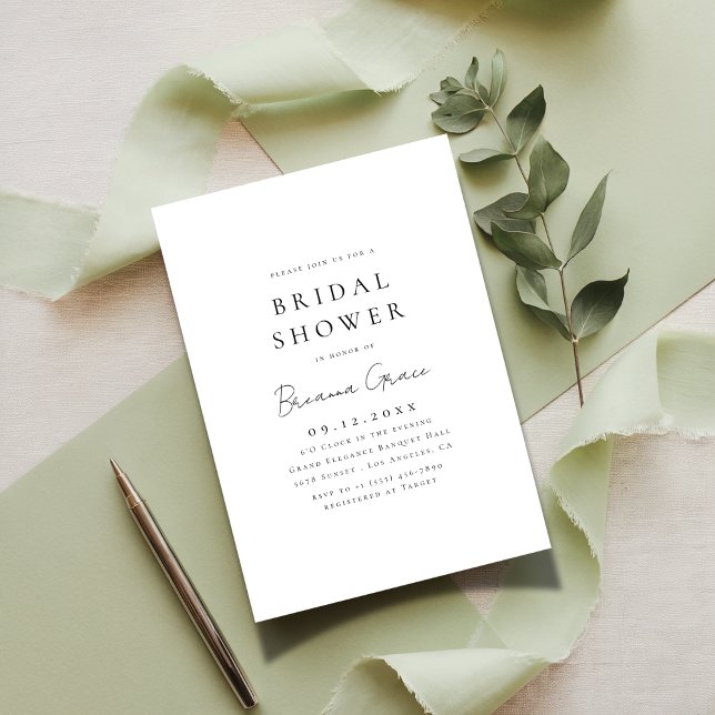 Typografi Modern Script Black White-Möhippa Inbjudningar (Skapare uppladdad)