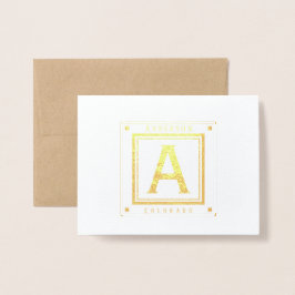 Typografi Monogram Namn och läge eller citat Folierat Kort
