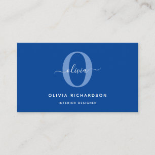 Typografi Monogram skript Namn Blue White Girly Visitkort
