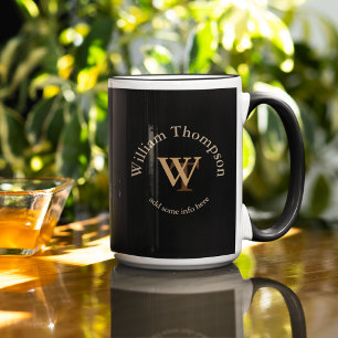 Typografi monogram - svart personlig logotyp mugg