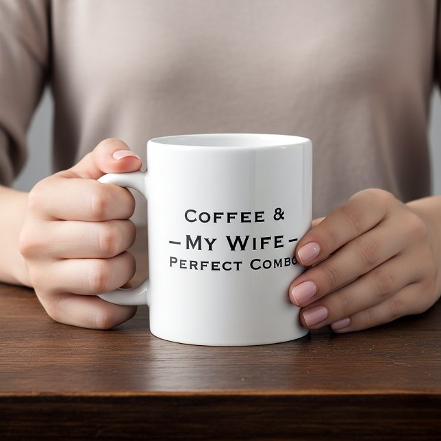 Typografi Mugg Design – Kaffe & Min Fru Jumbo Mugg (Skapare uppladdad)