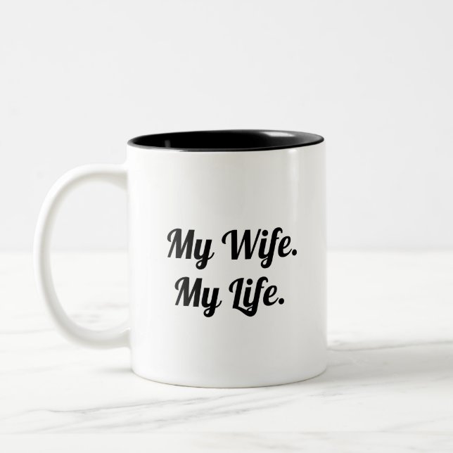 Typografi Mugg Design – Min fru mitt liv (Vänster)
