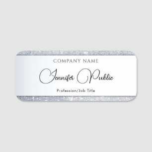 Typografi Namn bricka Silver Glitter Elegant Namnbricka