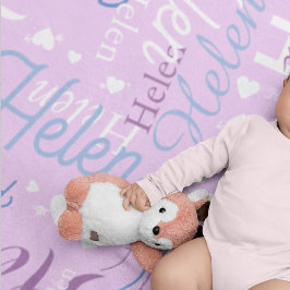 Typografi Namn och Hearts upprepade övergång Lilac Fleecefilt