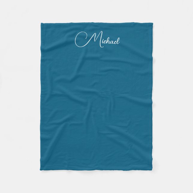 Typografi Namn Small Elegant Template Ocean Blue Fleecefilt (Framsidan)