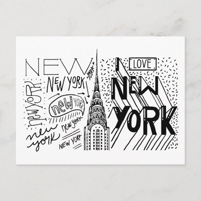 Typografi | New York City, New York Vykort (Framsida)