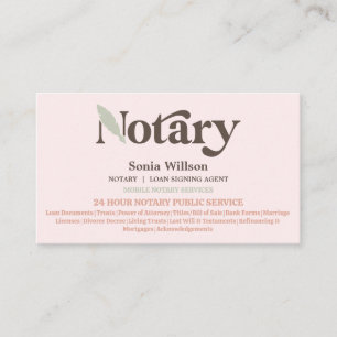 Typografi Notary Public Loan Signing Agent Visitkort