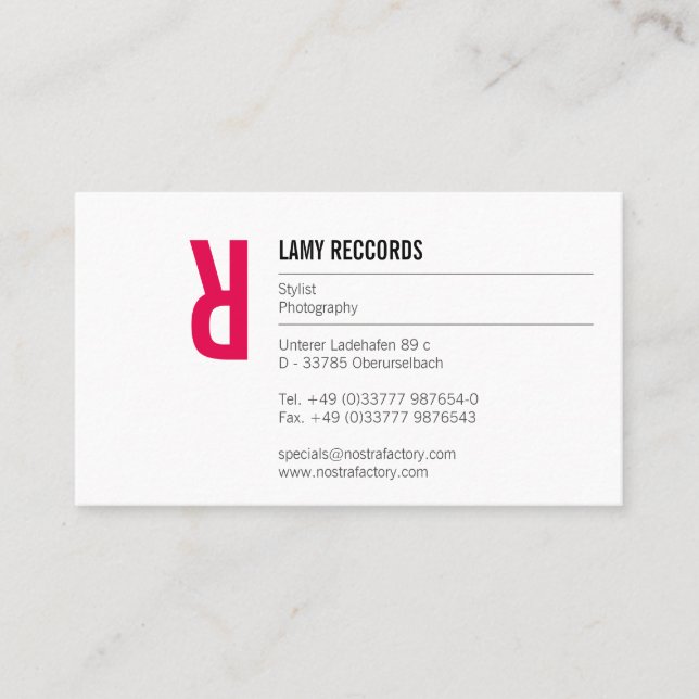 Typografi och färg visitkort (Framsida)