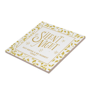 Typografi och Guld Blad Mönster Kakelplatta