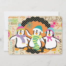 Typografi och Penguins Jul-Helgdag Julkort
