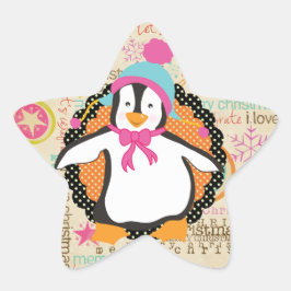 Typografi och Penguins Stollig Star-märkning Stjärnformat Klistermärke