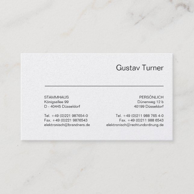 Typografi och vitt visitkort (Framsida)