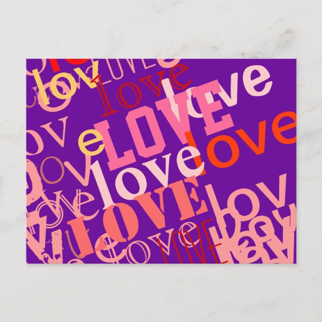 typografi om kärlek vykort (Framsida)
