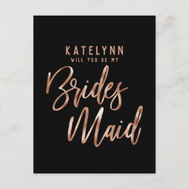 Typografi om ro Guld kommer du att bli min bridesm Inbjudningar
