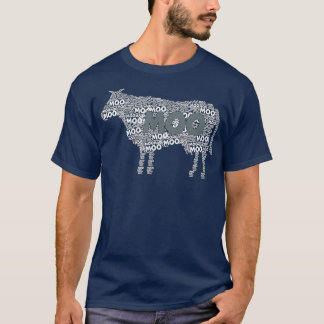 Typografi Ord Art Cow Cow Moo T Shirt