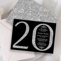 Typografi över elegant Glitter 20:e födelsedag i S