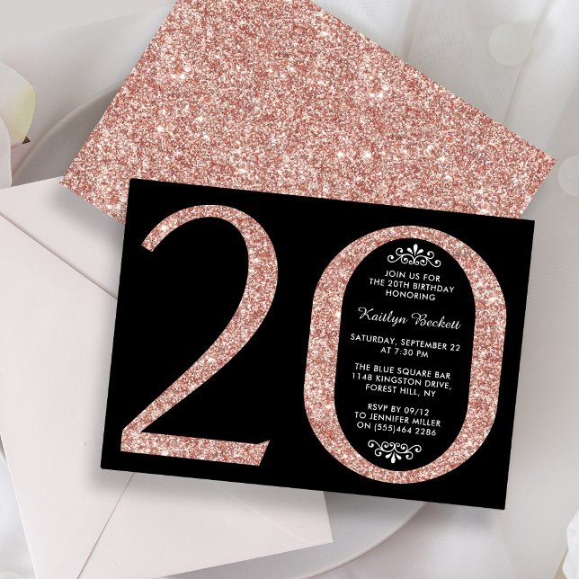 Typografi över elegant vid Ro Guld 20:e födelsedag Inbjudningar (Skapare uppladdad)
