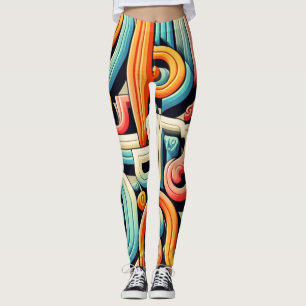 Typografi över geometriska former i abstrakt Mönst Leggings