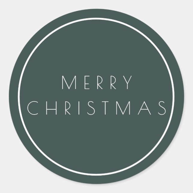 Typografi över God jul med minimal Grönt Runt Klistermärke (Framsida)