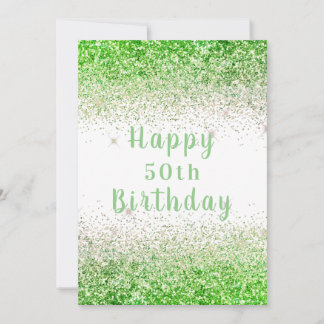 Typografi över lycklig 50:e Grönt Guld Glitter Kort